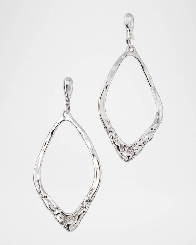 Brut Silver Open Teardrop Leverback Earrings